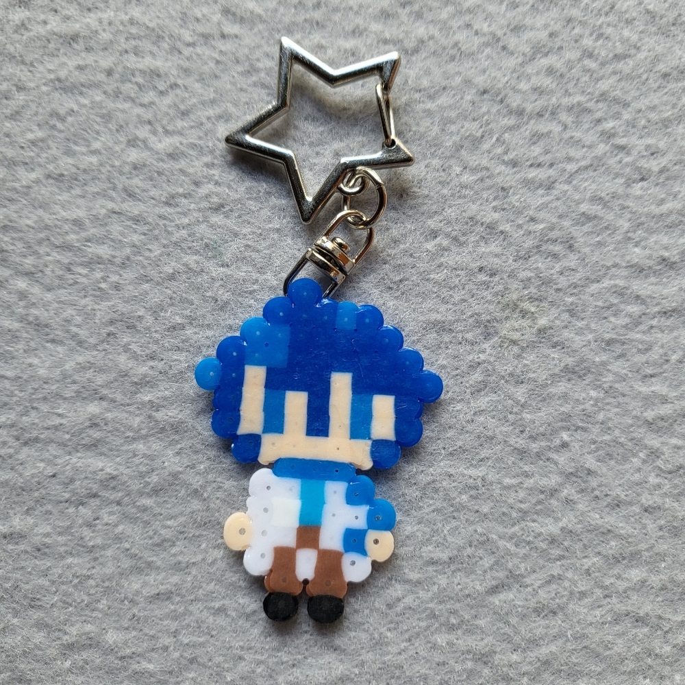 Handmade Vocaloid Kaito Perler Beads Charm Keychain
